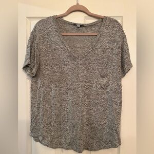 Purple Snow Heathered Gray V-Neck Tee